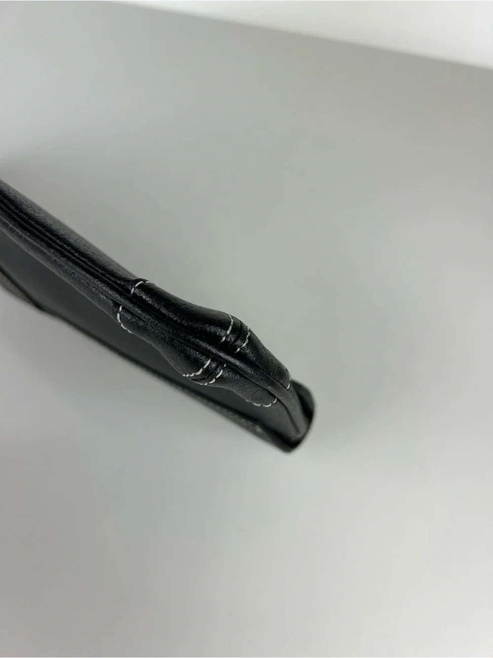 ANN TAYLOR LOFT WRISTLET CLUTCH BLACK LEATHER